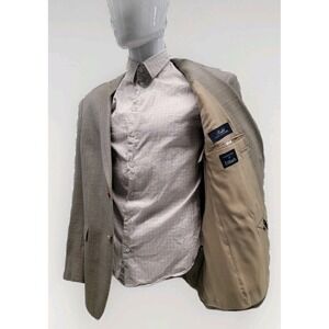 Ralph by Ralph Lauren Blazer Mens 46R Tan Houndstooth Silk Wool Blend Dillards